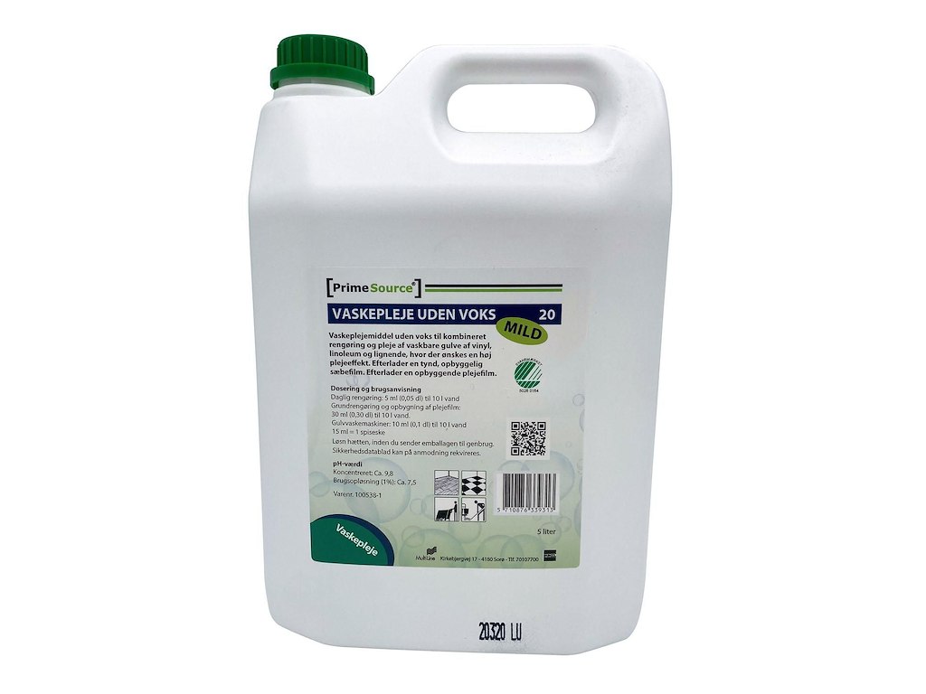Vaskepleje Prime Source Mild 20 Svanemærket uden Farve/Parfume uden Voks 5 ltr