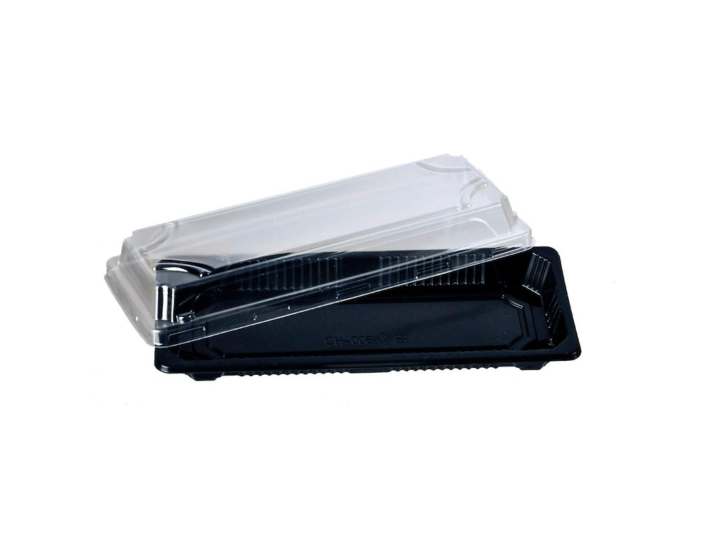 Sushibakke 220x90x40 mm PS Sort/Klart låg