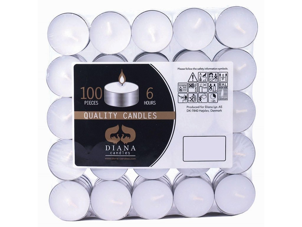 Fyrfadslys Brændetid 6 timer Paraffin Hvid 100 stk