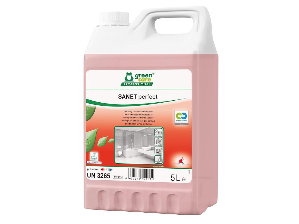 Sanitetsrengøring sur Sanet Perfect Ecolabel afkalker m parfume 5 ltr Rød