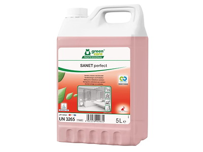 Sanitetsrengøring sur Sanet Perfect Ecolabel afkalker m parfume 5 ltr Rød