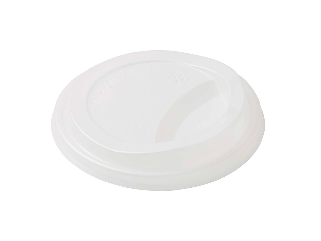 Drikkelåg CPLA Ø90xH17mm Til Kaffebæger Hvid