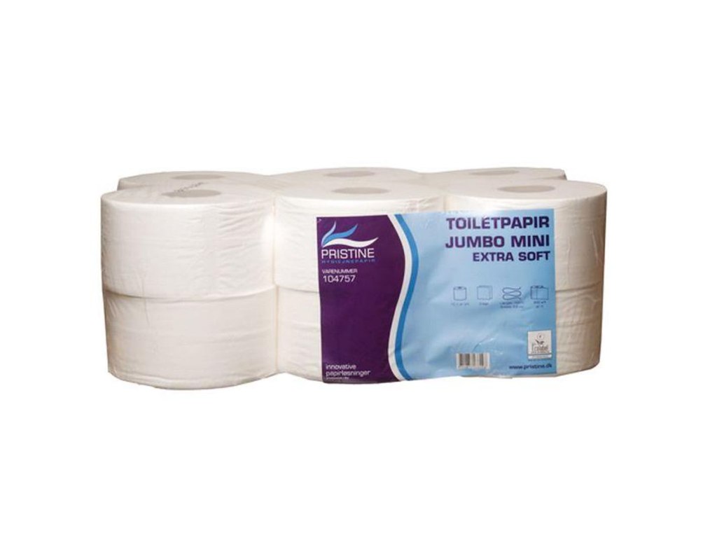 Jumborulle Toiletpapir 2-lags 160m Hvid - 12 Ruller