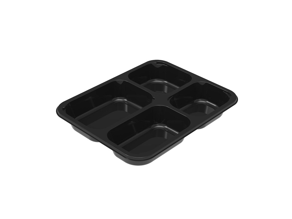 Bakke 4-rum C2227-4B rektangulær L227xB178xH30mm 700my CPET sort