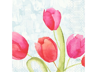 Serviet Duni 33 x 33 cm 3-Lag Painted Tulips