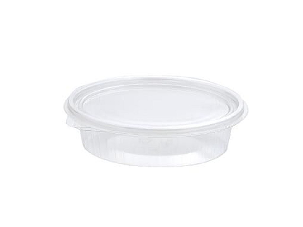 Salatbakke Clearshow 150 ml 150x112x31 mm oval Hængslet låg RPET Klar, 900 stk