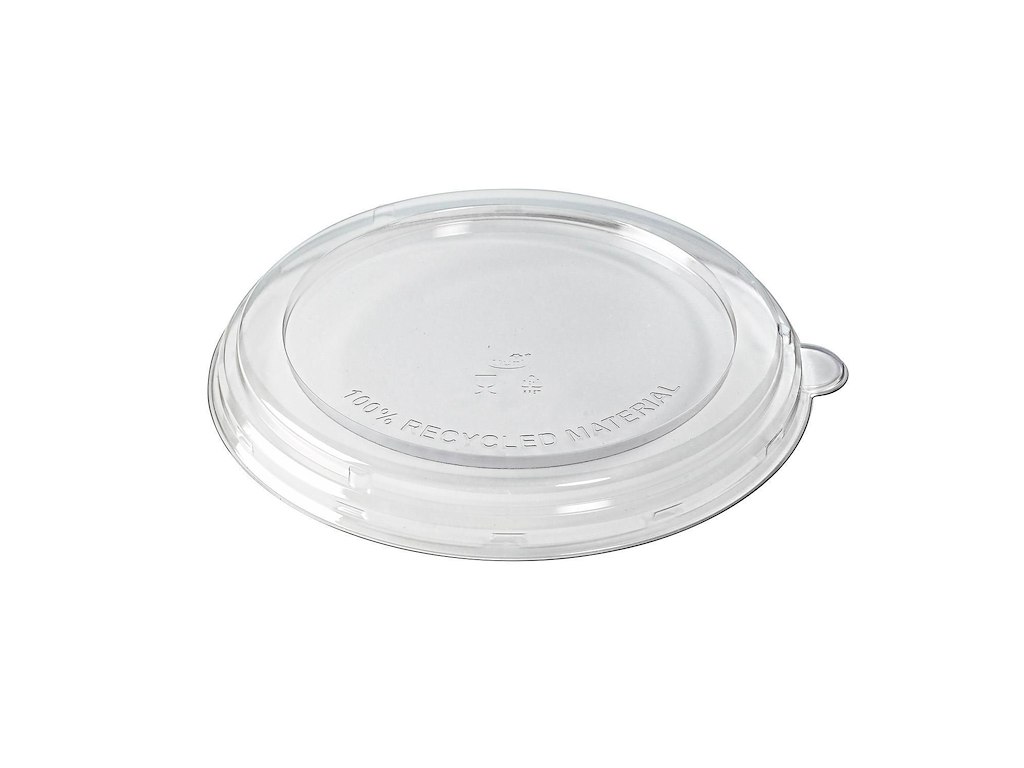 Plastlåg rund Ø194x20 mm RPET Klar til Bagasse skål 1200 ml