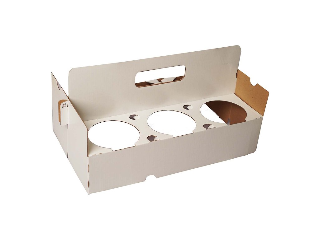 Bærebakke 318x186x72 mm til 6 øl og 8 shots Neutral hvid