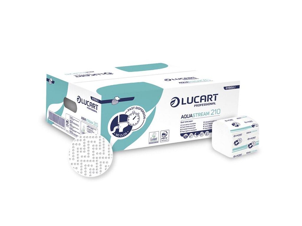 Toiletpapir Bulk Aquastream 210 2-lags B10xL21cm Ecolabel Nyfiber Hvid