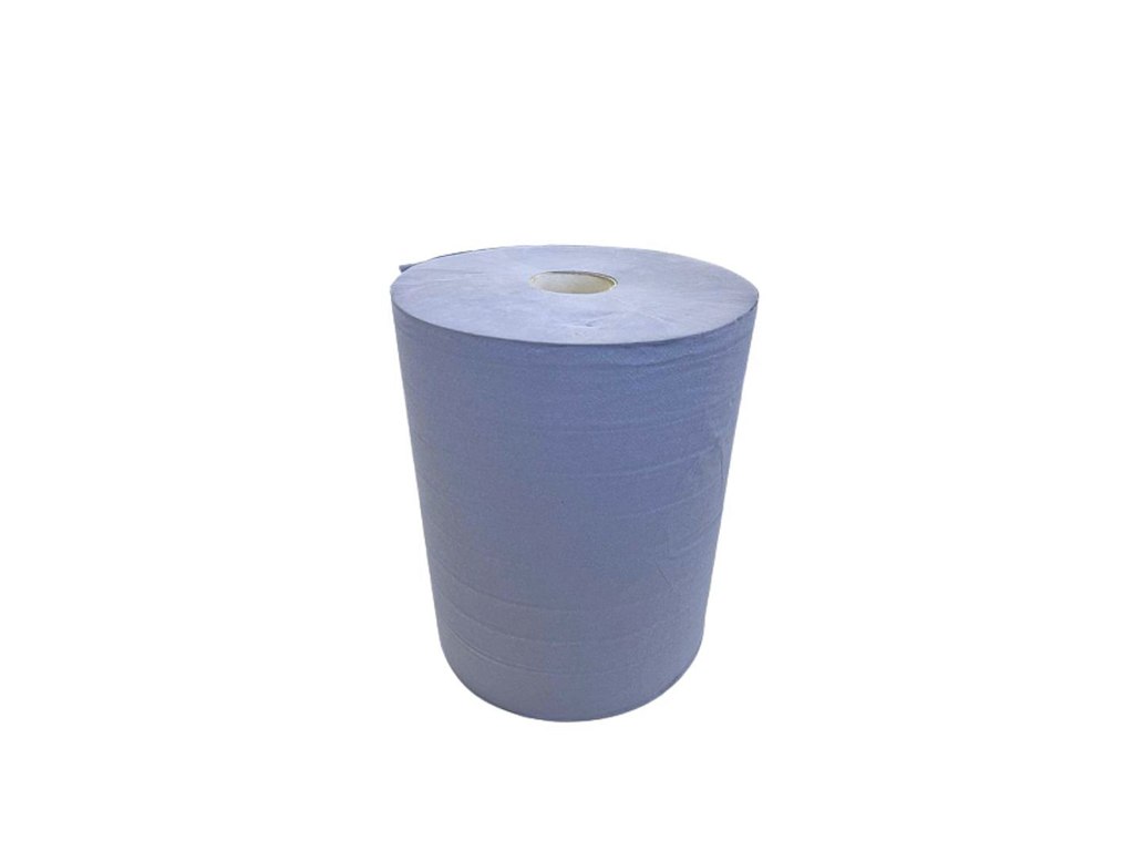 Aftørringsrulle Industri 2-lag Perfo. Ø29.5xB37cmxL350m Genbrug Blå