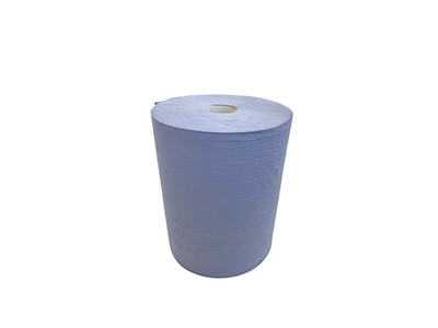 Aftørringsrulle Industri 2-lag Perfo. Ø29.5xB37cmxL350m Genbrug Blå