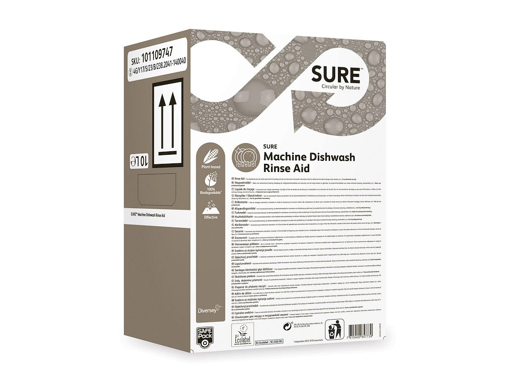 Maskinopvask Afspænding Sure Machine Dishwash Rinse Aid Safepack 10ltr Ecolabel
