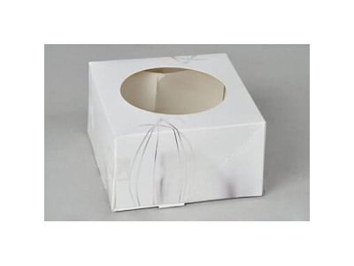 Kageæske hængslet låg S-Line L120xB110xH60mm pap med rude i PLA og åben front