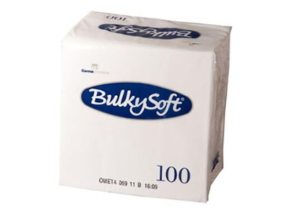 Serviet BulkySoft 24x24 cm 2-lag Ecolabel Hvid