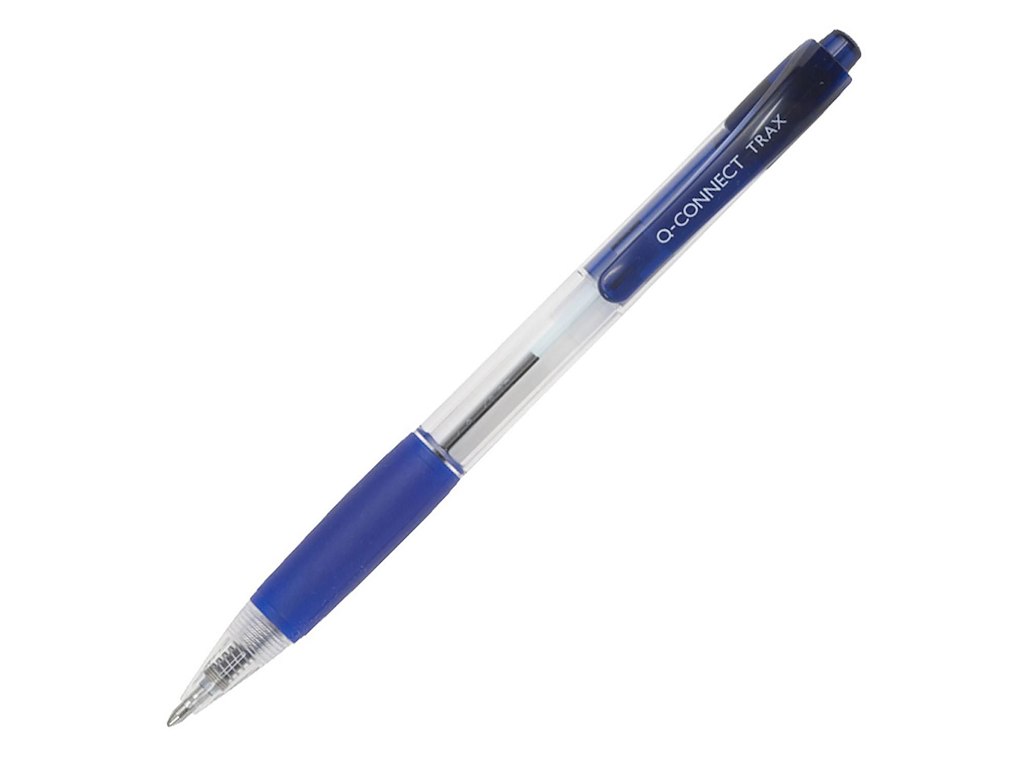 Kuglepen Q-connect blå m/gummigreb 0.7mm