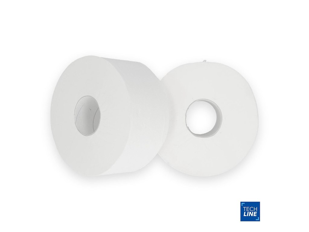 Toiletpapir Techline Jumbo Mini 2-lag Ø19cm L180mxB9cm Nyfiber Hvid