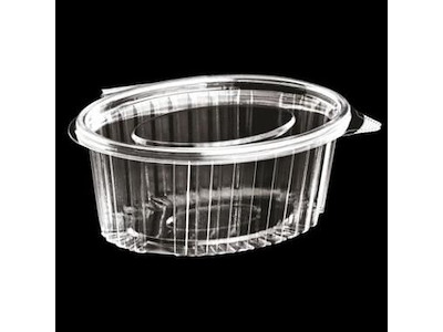 Plastbæger Catersource 750 ml 145x190x60 mm Oval Hængslet låg RPET Klar