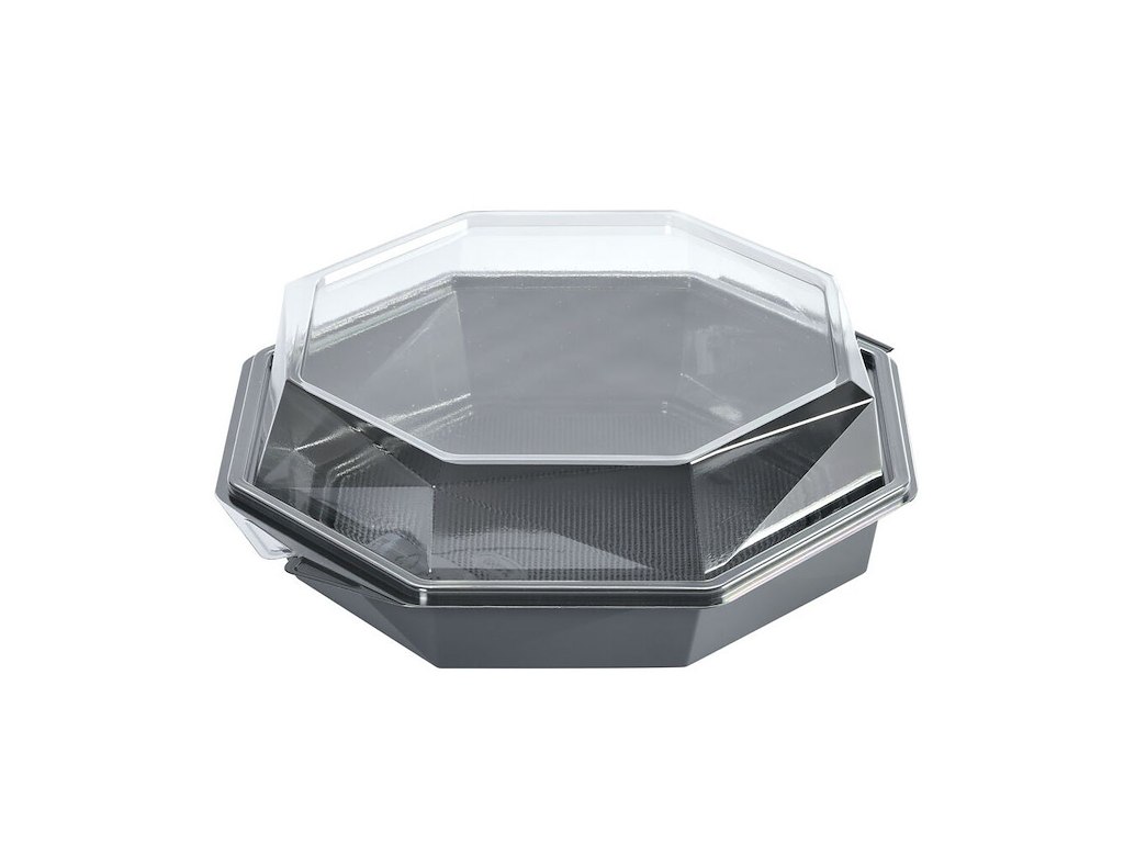 Multiboks Octaview 1-rum 1292ml 230x230x80mm med Låg APET Grå/Klar