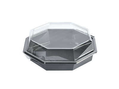 Multiboks Octaview 1-rum 1292ml 230x230x80mm med Låg APET Grå/Klar