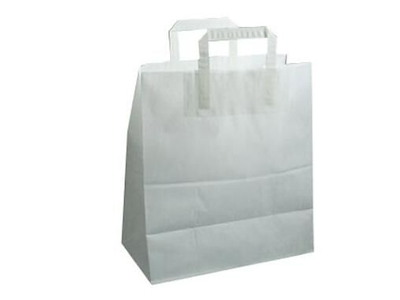 Bærepose 26 ltr 320x170x400 mm 80 gr med Hank Papir Hvid