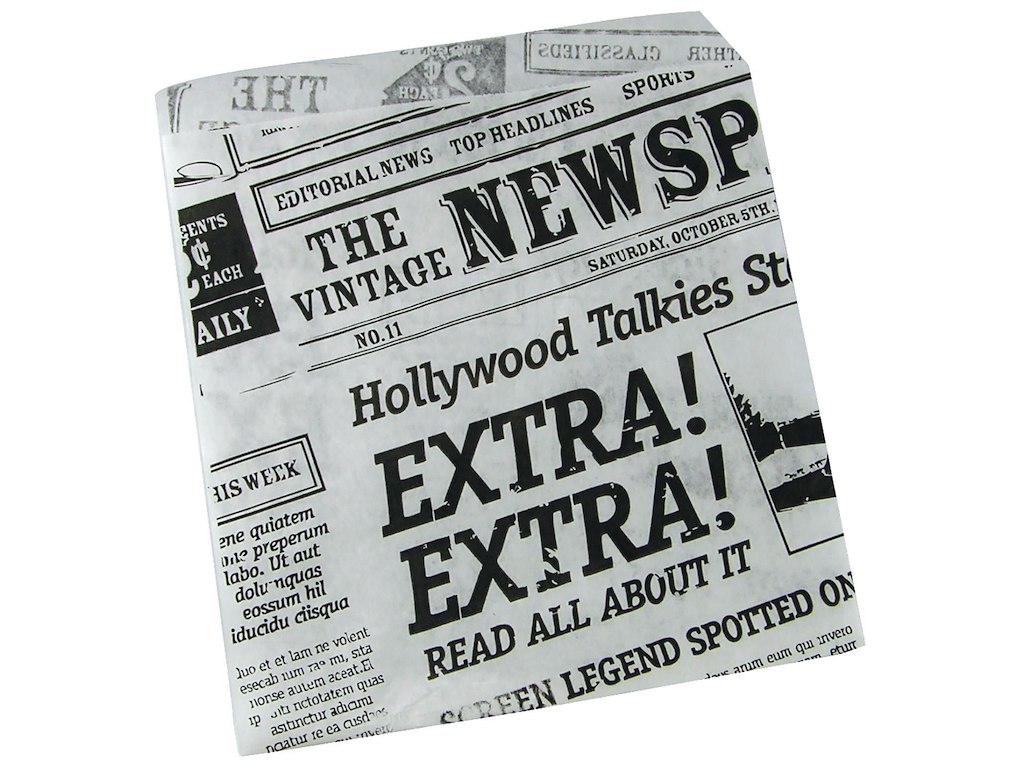 Burgerlomme Old News 150x160 mm 30+10 gr Papir/PE