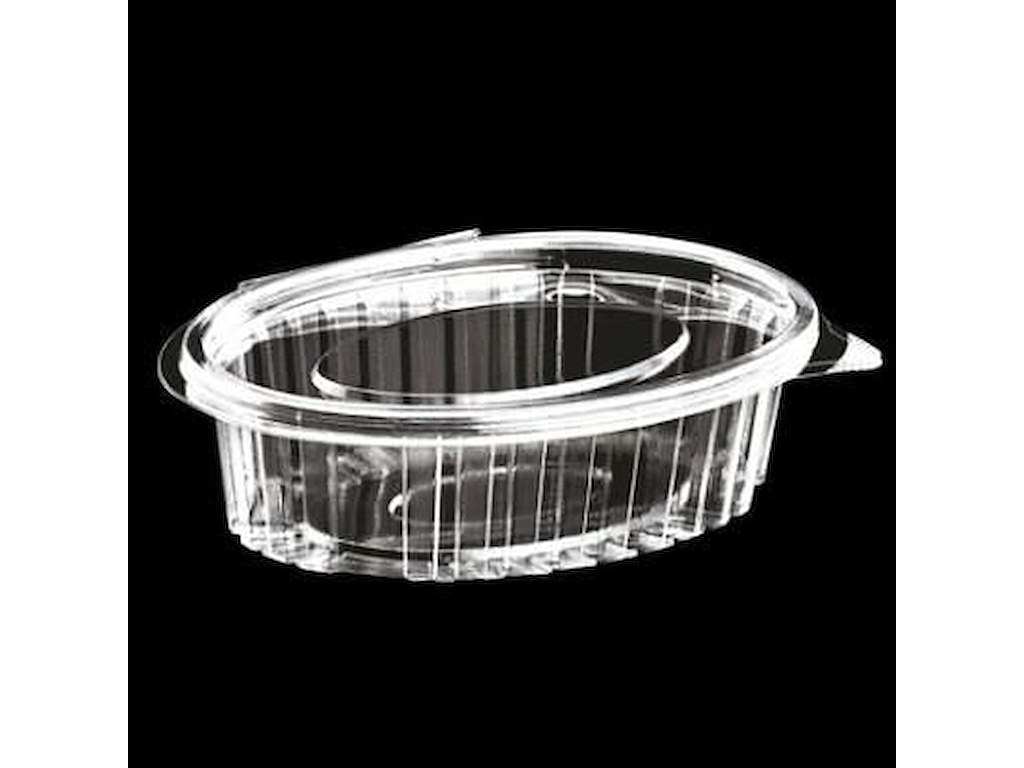 Plastbæger Catersource 250 ml 112x145x42 mm Oval Hængslet låg RPET Klar