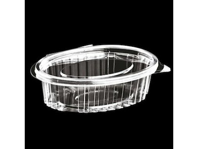 Plastbæger Catersource 250 ml 112x145x42 mm Oval Hængslet låg RPET Klar