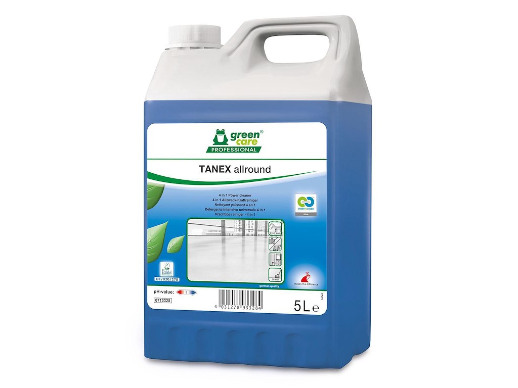 Universalrengøring Tanex Allround 4-i-1 Ecolabel med parfume 5 ltr Blå