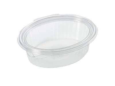 Salatbakke Clearshow 500 ml 167x131x56 mm oval Hængslet låg RPET Klar
