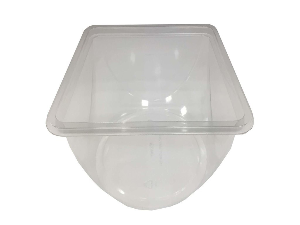 Bowle skål kvadratisk 180x180x70 mm høj APET klar