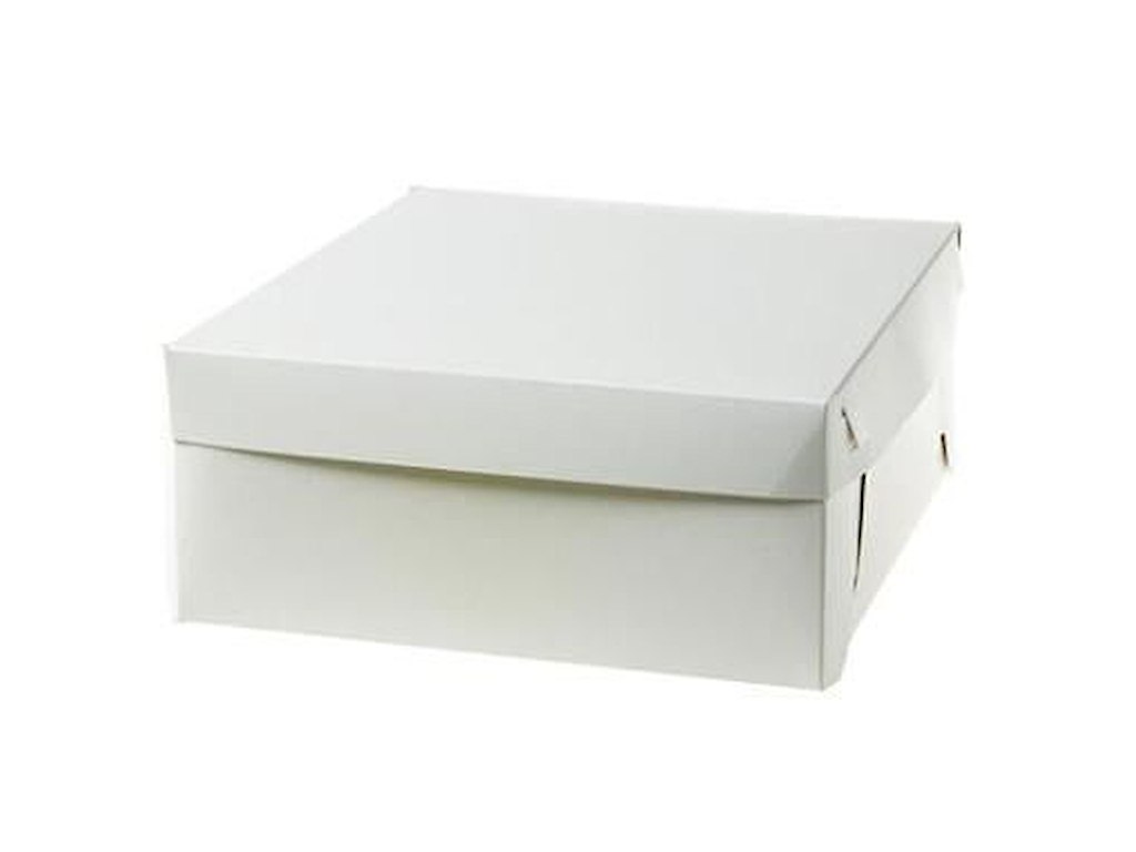 Kageæske fold selv bund til høj bund/lav top-model L280xB280xH120mm pap hvid