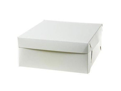 Kageæske fold selv bund til høj bund/lav top-model L280xB280xH120mm pap hvid