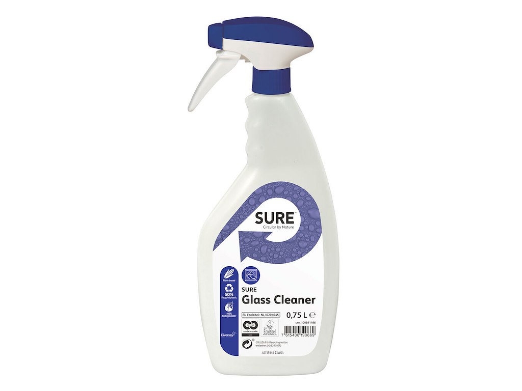 Glasrens SURE Glass Cleaner Ecolabel uden farve/parfume 750 ml