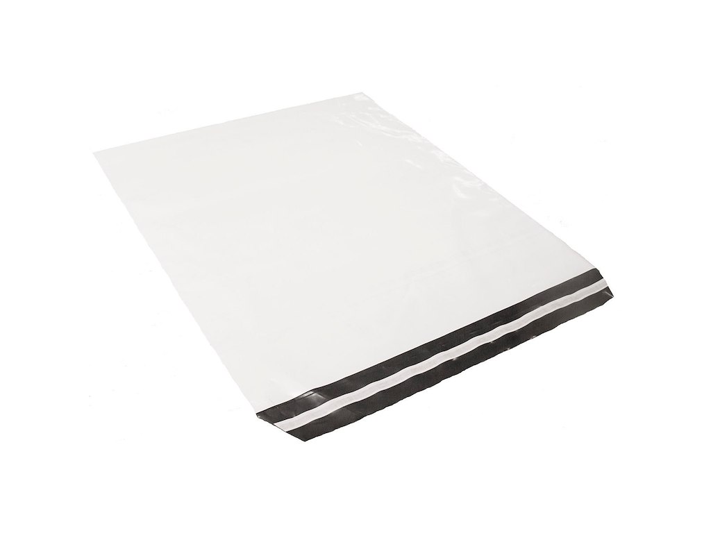 E-handelspose 60my L510xB410xH1mm Plast LDPE hvid/sort med tape