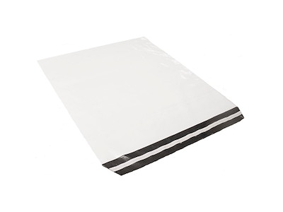E-handelspose 60my L510xB410xH1mm Plast LDPE hvid/sort med tape