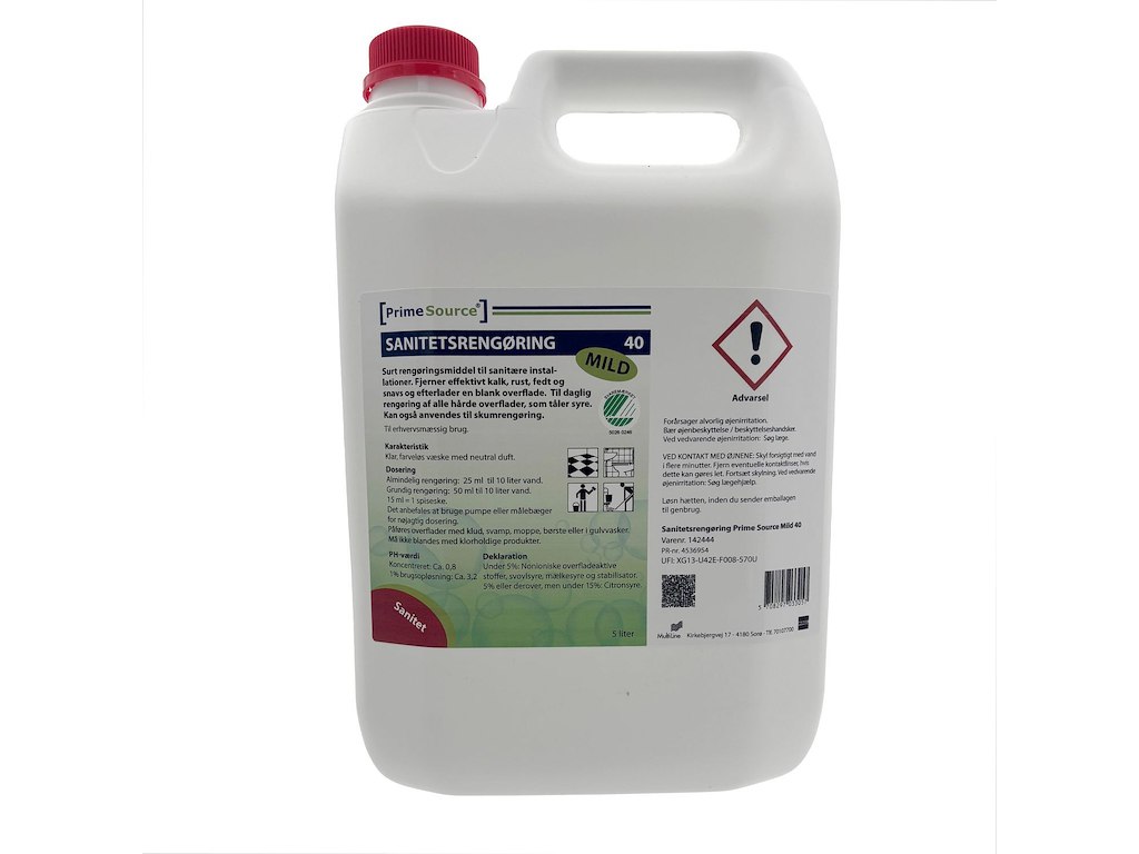 Sanitetsrengøring Sur Prime Source Mild 40 5ltr Svanemærket uden Farve/Parfume