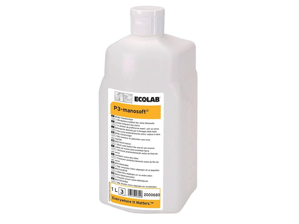 Håndsæbe Flydende Manosoft til Levnedsmiddelbranchen uden Farve/Parfume 1 ltr
