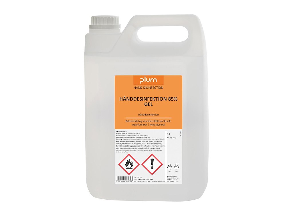 Hånddesinfektion Gel Plum 85% Ethanol 5ltr med Glycerol
