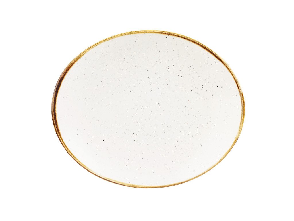 Tallerken Oval Stonecast 16x19.2cm Porcelæn Vanilje