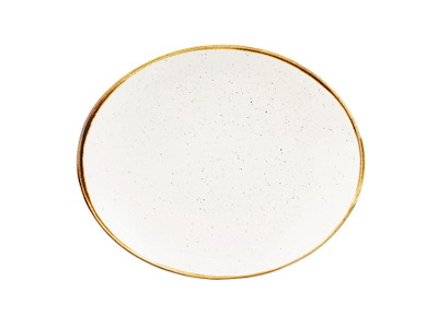 Tallerken Oval Stonecast 16x19.2cm Porcelæn Vanilje