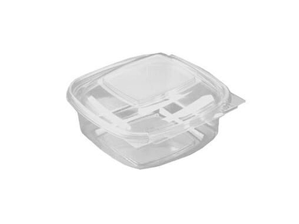 Plastbakke SquarePac 375 ml 130x127x52 mm Hængslet låg APET Klar