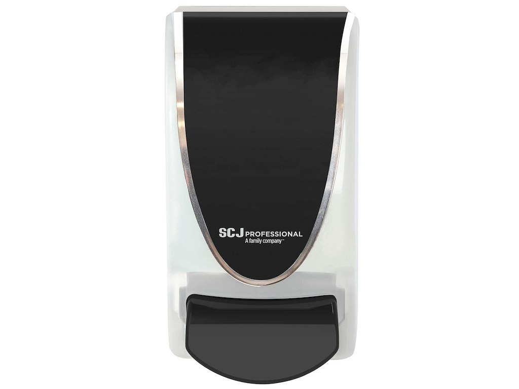 Dispenser Manuel Plast transparent og 1 ltr patron Sort