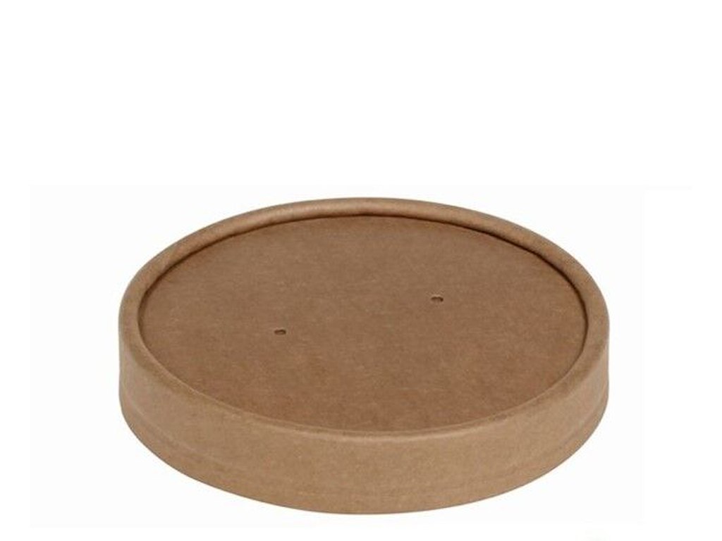 Paplåg Ø98mm PAP/PLA Brun Til stort Bæger Soup-To-Go