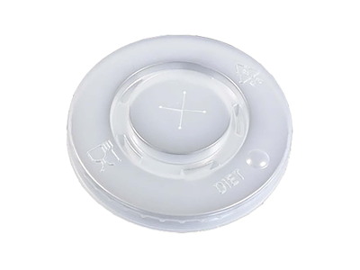 Plastlåg Ø80 mm Catersource Flad med kryds Transparent til Papbæger PS Plast
