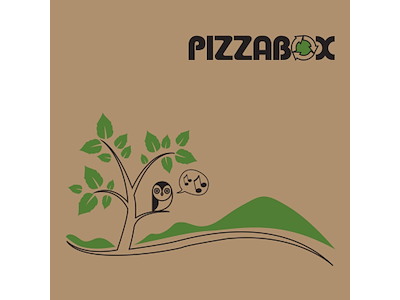 Pizzaæske TWK/242/E Model C L30xB30xH3cm brun med tryk Pizzabox