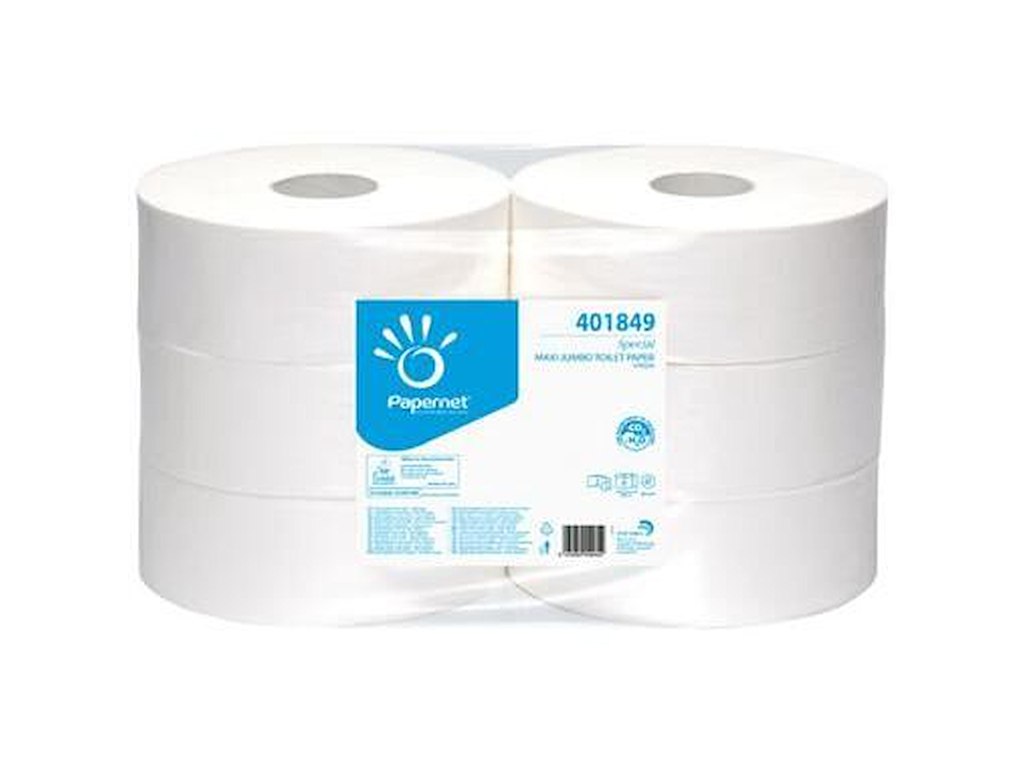 Toiletpapir Papernet Jumbo Maxi 2-lag Ø26.2cm L360mxB9cm Nyfiber Hvid