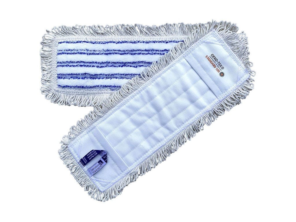 Moppe Lommer Universal Mop Max 40cm Microfiber Öko-tex med Løkker Hvid Tør/Våd
