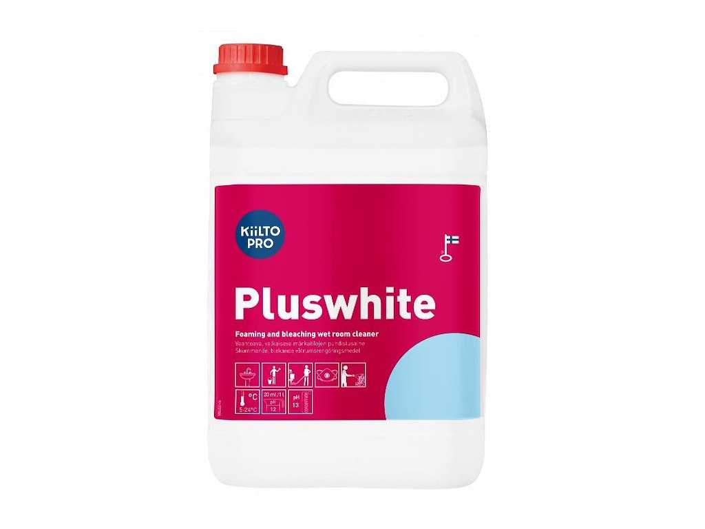 Skumrengøring Kiilto Pro Pluswhite 5ltr med klor stærk alkalisk til vådrum