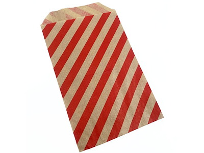 Konfektpose 117-3 100x160 mm brun kraft Rødstribet