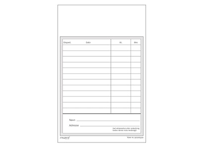 Kasseblok 100 ark hvid perforeret papir L178xB100xH8mm